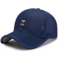 Breathable blue mesh baseball cap designed for summer outdoor sun protection and style - One Size Adjustable (56-59CM) / Letter Style / Dark Blue