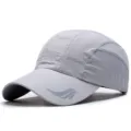 Grey quick-drying outdoor sports baseball cap for men and women with breathable mesh panels - 56-60cm (Adjustable) / DINGMEI Series (Copper Buckle) / Light Gray