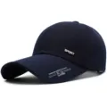 Classic navy blue baseball cap with long sunshade brim and fashion sport lettering - SPORT Label Dark Blue-Cloth Back
