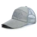 Grey men's baseball cap with long brim and breathable linen mesh for sun protection. - Sport Embroidery Style / Adjustable (56-60cm) / Light Gray