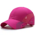 Magenta quick-dry baseball cap with breathable mesh for outdoor sun protection - 56-60cm (Adjustable) / SDSRUI Series (Copper Buckle) / Rose Red