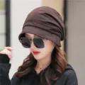 Elegante cappello beanie marrone da donna con tesa corta in stile coreano casual - Taglia unica / Caffè