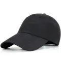Classic solid black quick-dry breathable baseball cap with adjustable large size fit - Standard Size M(56-60) / 8cm Brim / Black