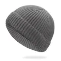 Berretto in maglia a coste grigio scuro, cappello corto stile docker per l'inverno - Taglia Unica(55-60cm) / Grigio chiaro
