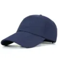 Navy blue quick-dry breathable blank baseball cap with an adjustable back strap - Standard Size M(56-60) / 8cm Brim / Dark Blue