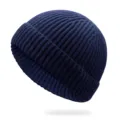 Klassische marineblaue Rippstrick-Docker-Mütze für Herren für Winterwärme und Stil - Einheitsgröße(55-60cm) / Dunkelblau