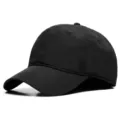 Plain black quick-dry baseball cap for large head sizes summer outdoor sun protection - Small Size S(52-55) / Brim Length 7cm / Black