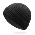 Klassische kurze Strickmütze in Dunkelgrau für einen modernen und stylischen Winterlook - Einheitsgröße(55-60cm) / Dunkelgrau
