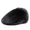 Hochwertige Herren Winter-Baskenmütze aus Nerzimitat in Schwarz und Grau Verlauf - Größe M (56-58cm) / Nerzimitat-Stil / Dunkelgrau