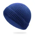 Dunkelblaue gerippte Strickmütze für Herren und Damen sorgt für Wärme im Winter - Einheitsgröße(55-60cm) / Königsblau
