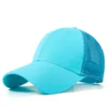 Gorra de béisbol de malla cian transpirable para protección solar de verano al aire libre - Adulto M (56-59cm) / Azul lago