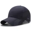 Breathable dark navy quick-dry baseball cap with mesh side panels and logo print - 56-60cm (Adjustable) / SDSRUI Series (Copper Buckle) / Dark Gray
