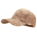 Brown and white checkered plaid baseball cap with adjustable strap for sun protection - Adjustable / Small Plaid (Slide Buckle) / Khaki