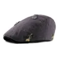 Vintage ethnic style purple textured beret with floral embroidery and metal ornaments - 56-59cm (Adjustable) / Flower Style / Gray