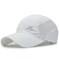 White quick-dry breathable mesh baseball cap for outdoor sun protection and hiking - 56-60cm (Adjustable) / SPORT Series (Plastic Buckle) / White