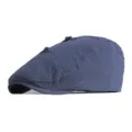 Vintage ethnic style navy blue textured cotton duckbill cap with decorative knot accents - 56-59cm (Adjustable) / Center Two Knot Style / Navy Blue