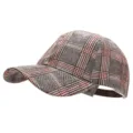 Classic grey and brown plaid baseball cap with adjustable strap for outdoor sun protection. - Adjustable / Small Plaid (Slide Buckle) / Black Red