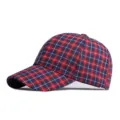 Red and blue plaid baseball cap for outdoor sun protection and breathable style - Adjustable / New Plaid (Slide Buckle) / Red