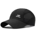 Breathable black quick-dry baseball cap featuring side mesh panels and SPORT logo - 56-60cm (Adjustable) / SPORT Series (Plastic Buckle) / Black