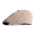 Beige ethnic style fashion beret for women made of breathable summer cotton fabric - 56-59cm (Adjustable) / Center Two Knot Style / Khaki