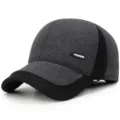 Warmer Herren-Woll-Basecap in Grau mit schwarzem Schirm und Sport-Logo-Detail - Einheitsgröße(Einstellbar) / Grau