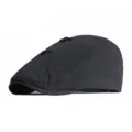 Ethnic style black beret for women with textured fabric and chic Chinese knot detail - 56-59cm (Adjustable) / Center Two Knot Style / Black