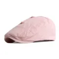 Stylish light pink textured beret hat for women with unique decorative knot details - 56-59cm (Adjustable) / Center Two Knot Style / Pink