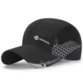 Breathable black quick-dry baseball cap for outdoor sports with DINGMEI logo design - 56-60cm (Adjustable) / DINGMEI Series (Plastic Buckle) / Black