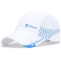 Breathable white and blue quick-dry outdoor baseball cap with cooling mesh panels - 56-60cm (Adjustable) / DINGMEI Series (Plastic Buckle) / White
