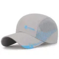 Gray quick-dry baseball cap with light blue accents and breathable mesh side panels - 56-60cm (Adjustable) / DINGMEI Series (Plastic Buckle) / Light Gray