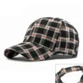 Cappellino da baseball a scacchi bianco e nero con cinturino regolabile - Plaid Nero