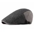 Classic charcoal grey herringbone wool flat cap with an adjustable side buckle strap - Adjustable (56-60cm) / Gray