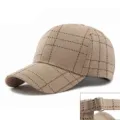 Cappellino da baseball classico a scacchi beige con fibbia in metallo regolabile - Quadri Cachi