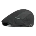 Boina de malla negra transpirable con hebilla ajustable para primavera y verano - Ajustable (56-59cm) / Negro (Etiqueta de Letra)