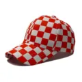 Berretto da baseball classico a scacchi rossi e bianchi per la protezione solare e stile - Scacchiera Bianca e Rosso Arancio