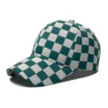 Cappellino da baseball classico a scacchi verdi e bianchi per protezione solare - verde e bianco