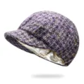 Elegante paarse tweed newsboy pet voor dames met een warme en zachte satijnen voering - Eén maat (56-59cm) / Stijl 6