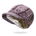 Gekleurde gebreide baret met zachte rand en satijnen voering voor herfst en winter - Eén maat (56-59cm) / Kleur 4