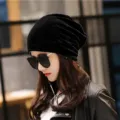 Elegante gorro de punto negro para mujer, perfecto para un look de moda urbana a la moda - Talla única / Gorro Slouchy Vintage / Negro