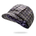 Stijlvolle paarse tweed baret met zachte satijnen voering voor herfst en winter - Eén maat (56-59cm) / Kleur 2