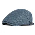 Gorra plana de malla tejida azul transpirable con hebilla lateral ajustable casual - Talla Única (Ajustable) / Azul Gris Oscuro
