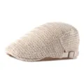 Boina de malla beige transpirable para hombre y mujer estilo retro verano gorra plana - Talla Única (Ajustable) / Beige