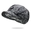 Stijlvolle zwart-witte tweed newsboy pet met een gladde grijze satijnen voering - Eén maat (56-59cm) / Kleur 8