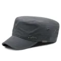 Graue Herren-Militärmütze aus Baumwoll-Canvas mit Sport-Logo aus Metall und Belüftung - Standardgröße (56-59cm) / Grau