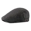 Breathable black mesh newsboy cap for men and women in summer, classic flat beret style - One Size (Adjustable) / Black