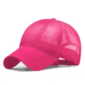 Vibrant pink mesh baseball cap with breathable design for summer outdoor sunshade - M (56-59cm) / Quick-Dry Plain Style / Rose Red