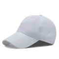 White breathable mesh baseball cap for summer outdoor sun protection and sport. - M (56-59cm) / Cotton Plain Style / White