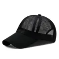 Cappellino da baseball traspirante in rete nera leggera per la protezione solare - M (56-59cm) / Stile Semplice in Cotone / Nero