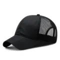 Berretto da baseball in rete nera da uomo, variante estiva ad asciugatura rapida - Taglia Normale (56-59cm) / Stile Semplice in Rete a Nido d'Ape / Nero