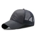 Berretto da baseball in rete grigio scuro da uomo a asciugatura rapida e traspirante - Taglia Normale (56-59cm) / Stile Semplice in Maglia a Nido d'ape / Grigio